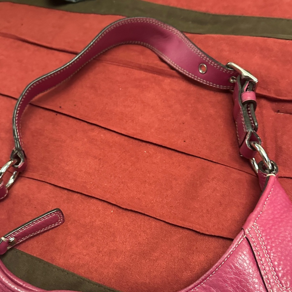 Coach Fuchsia Leather Shoulder Bag - Picture 5 of 7